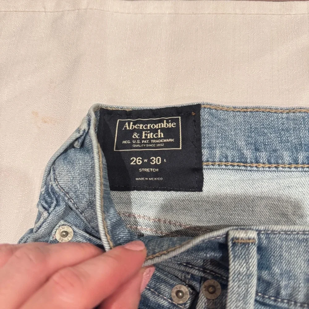 Abercrombie & Fitch Jeans Mens 26x30 Distressed Light Wash Slim Stretch Grunge